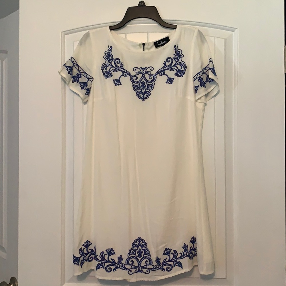 Lulus White and Blue Dress